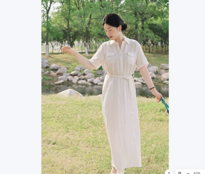 2025新款气质一体天丝亚麻连衣裙女