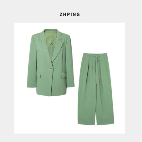 衬衫袖修身型镂空西装领纯色西装高腰直筒休闲上衣设计感通勤P031