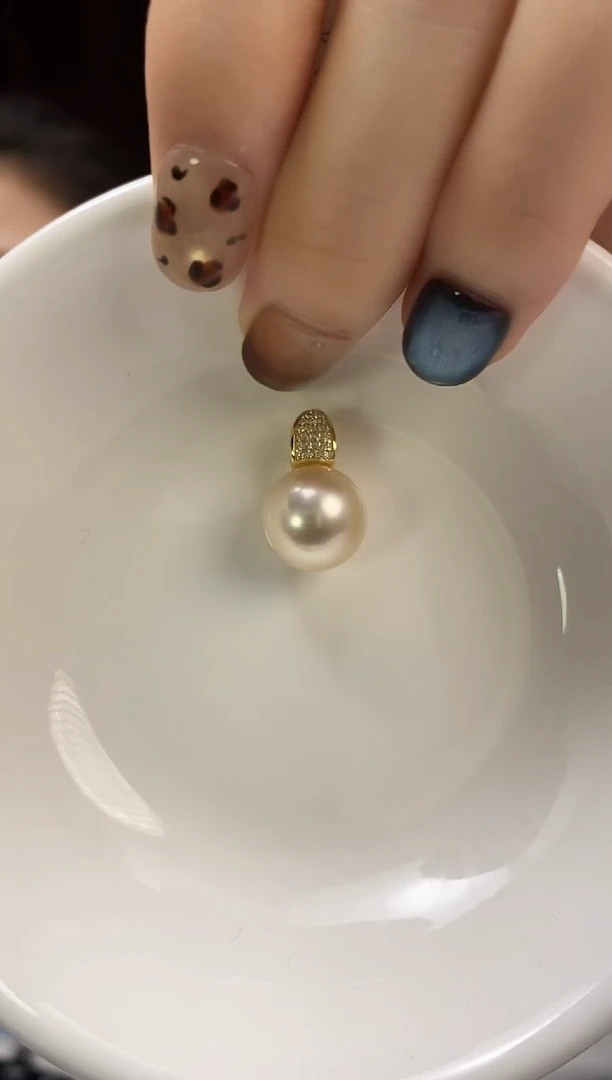 吊坠(不含链)银S925镶嵌海水珍珠南洋金珍珠吊坠12-13
