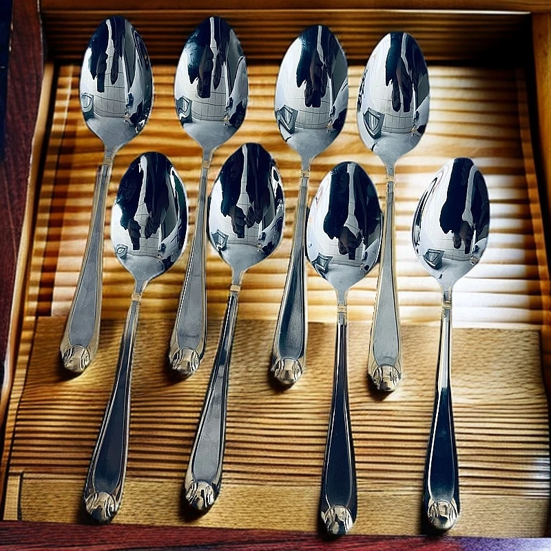 【新疆包邮】kuxuh12个银色勺子家用高档网红吃饭创意可爱精致多