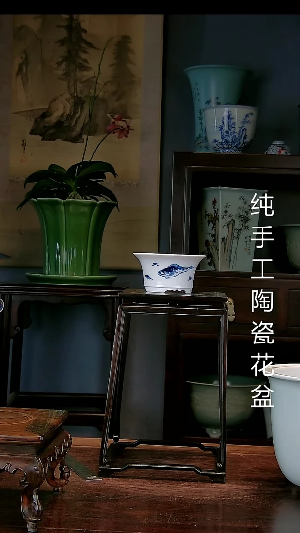 景德镇手工陶瓷花盆