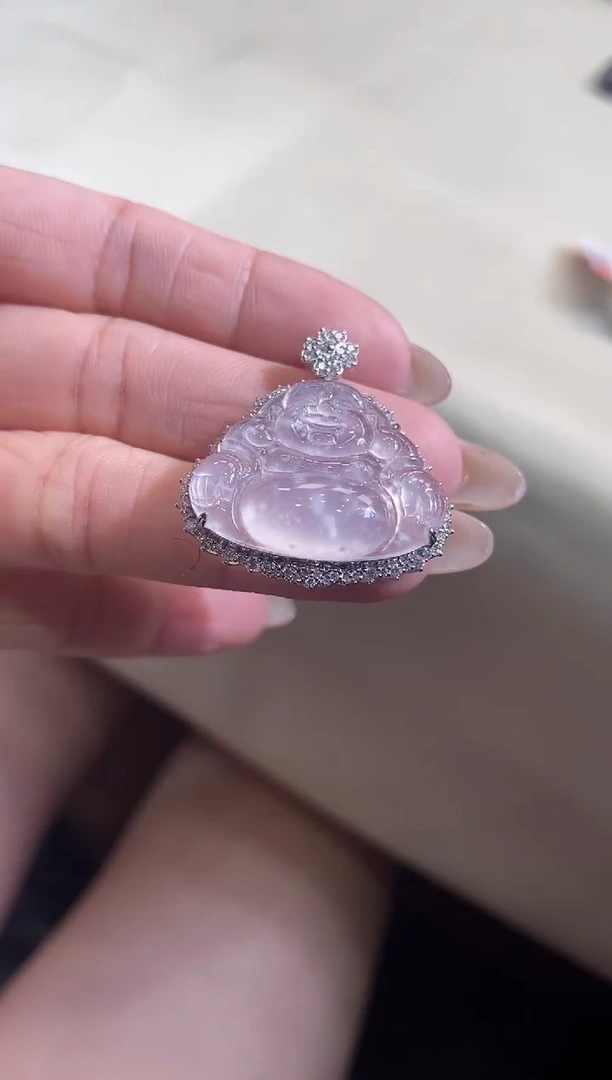 翡翠18K金镶嵌吊坠(不含链)佛公