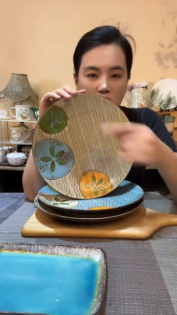 瓷片10.5英寸莲藕盘 微瑕介意勿拍】