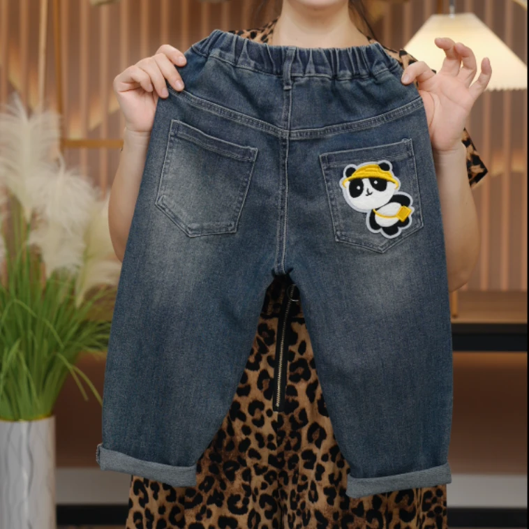 男童裤子2025新款女童春秋牛仔裤儿童韩版百搭时尚宽松休闲直筒裤