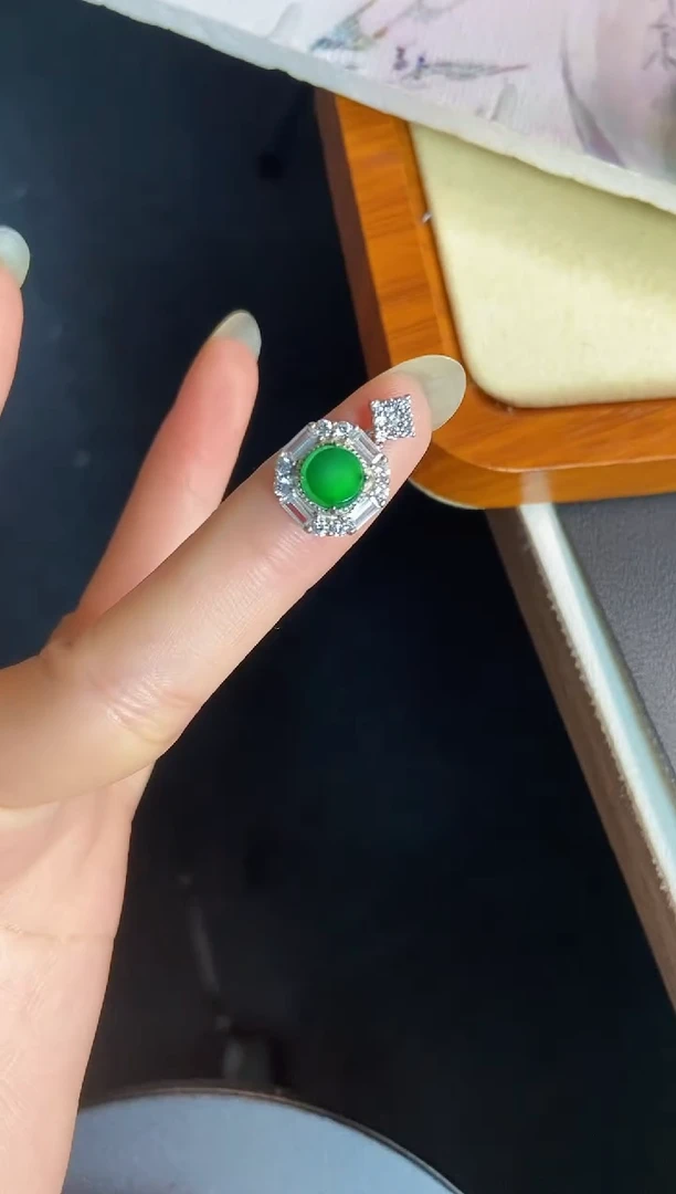 吊坠(不含链)银S925镶嵌翡翠天然A货翡翠