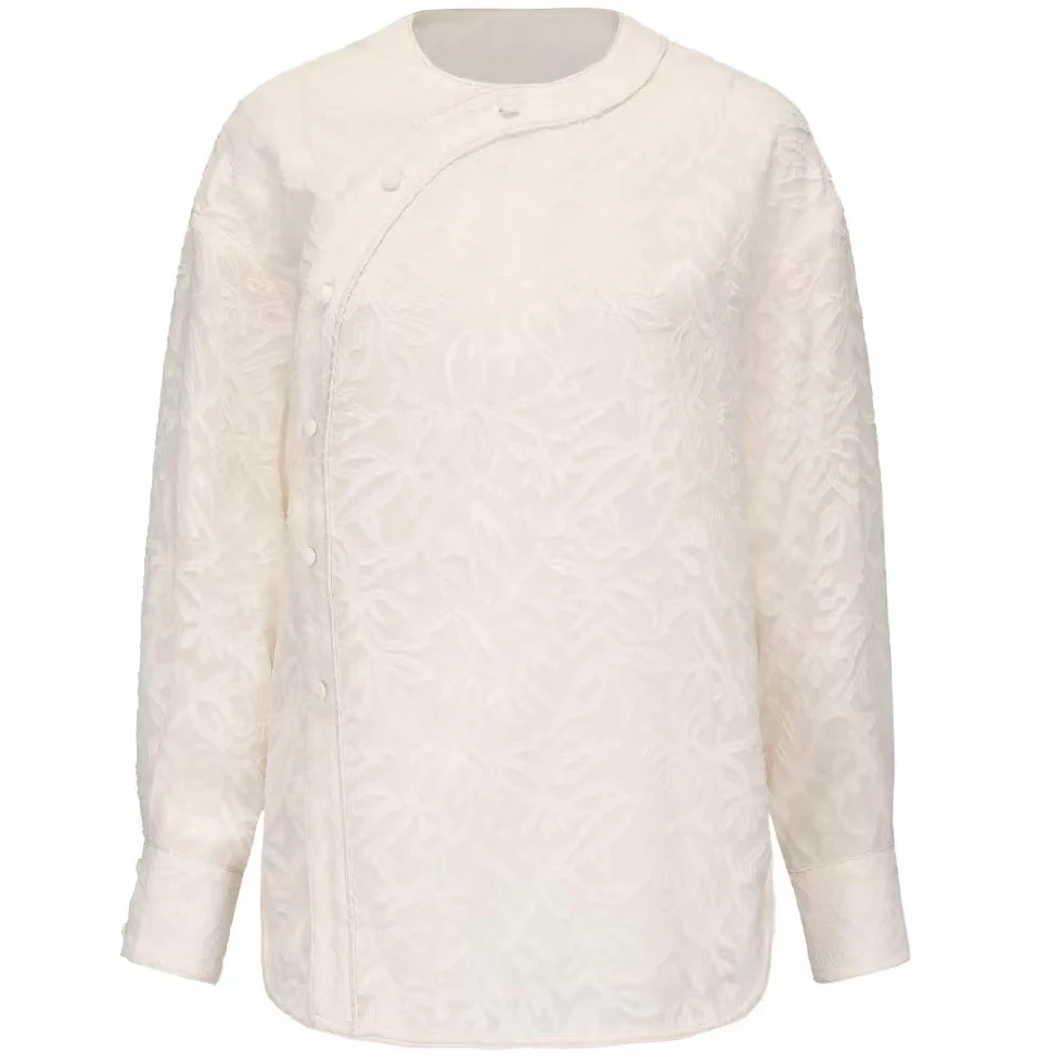 JUN BY YANG JUN凝脂琥珀中式圆领斜门襟衬衫