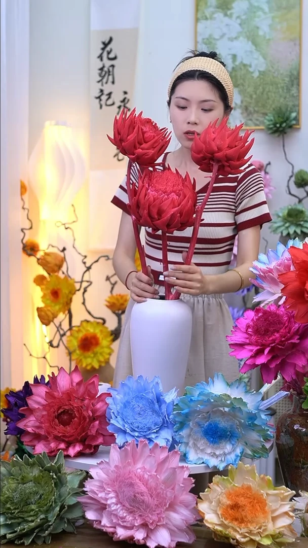 永生洋蓟玫红3头【吸色不均】8697