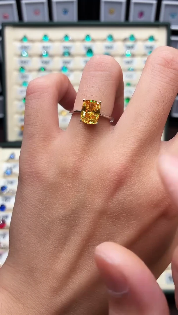 戒指彩色蓝宝石银S925镶嵌1111