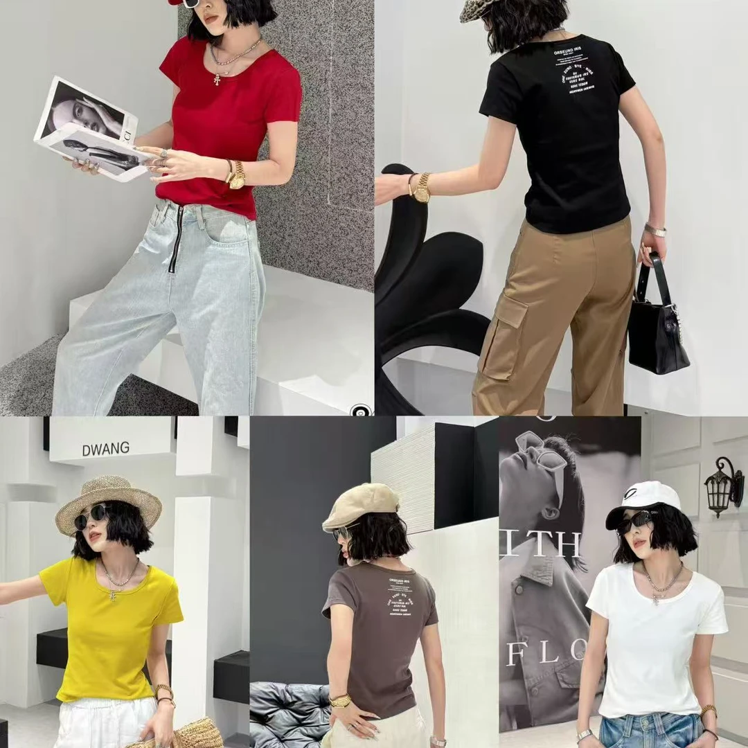 8657休闲后字母净版短袖