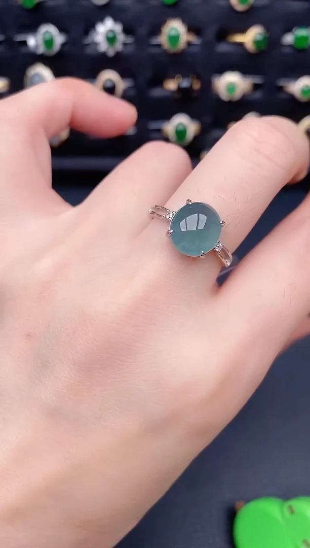 银S925镶嵌戒指翡翠天然a货翡翠38