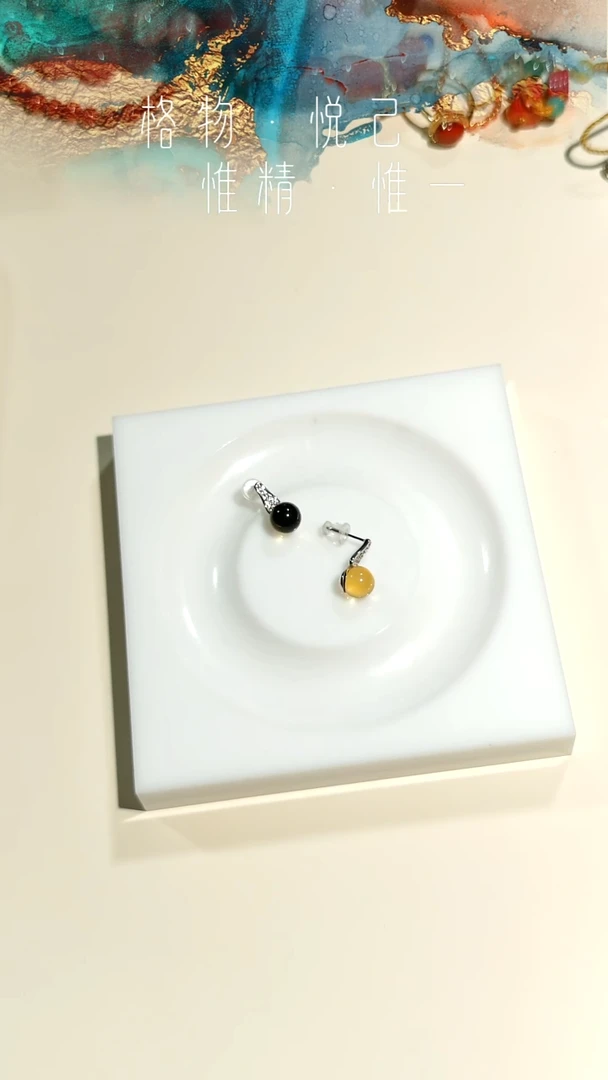 琥珀银S925镶嵌耳饰【高跟鞋】金蓝珀