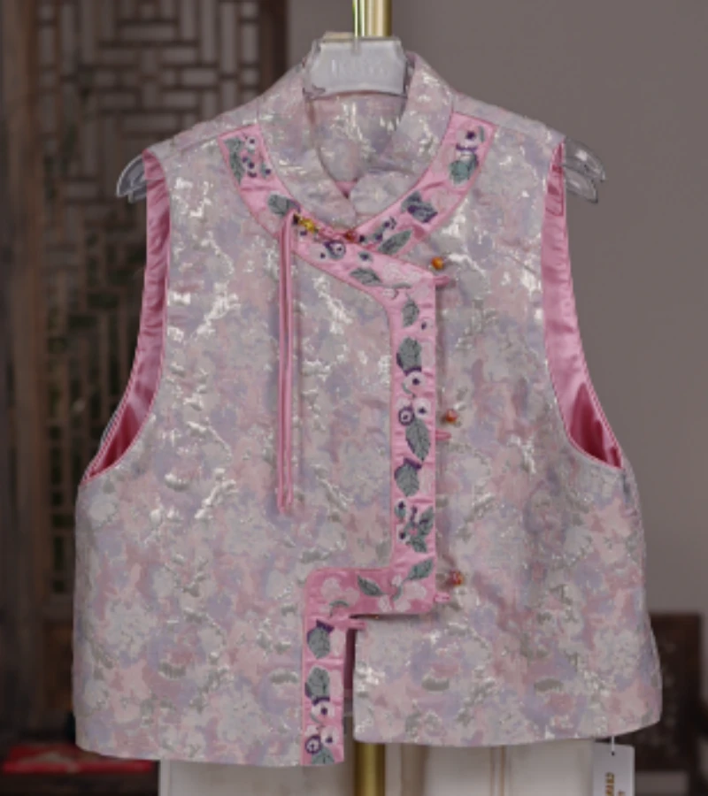 丝年.鸢尾｜新中式国风时尚百搭高端暗纹提花宋锦马甲-5208