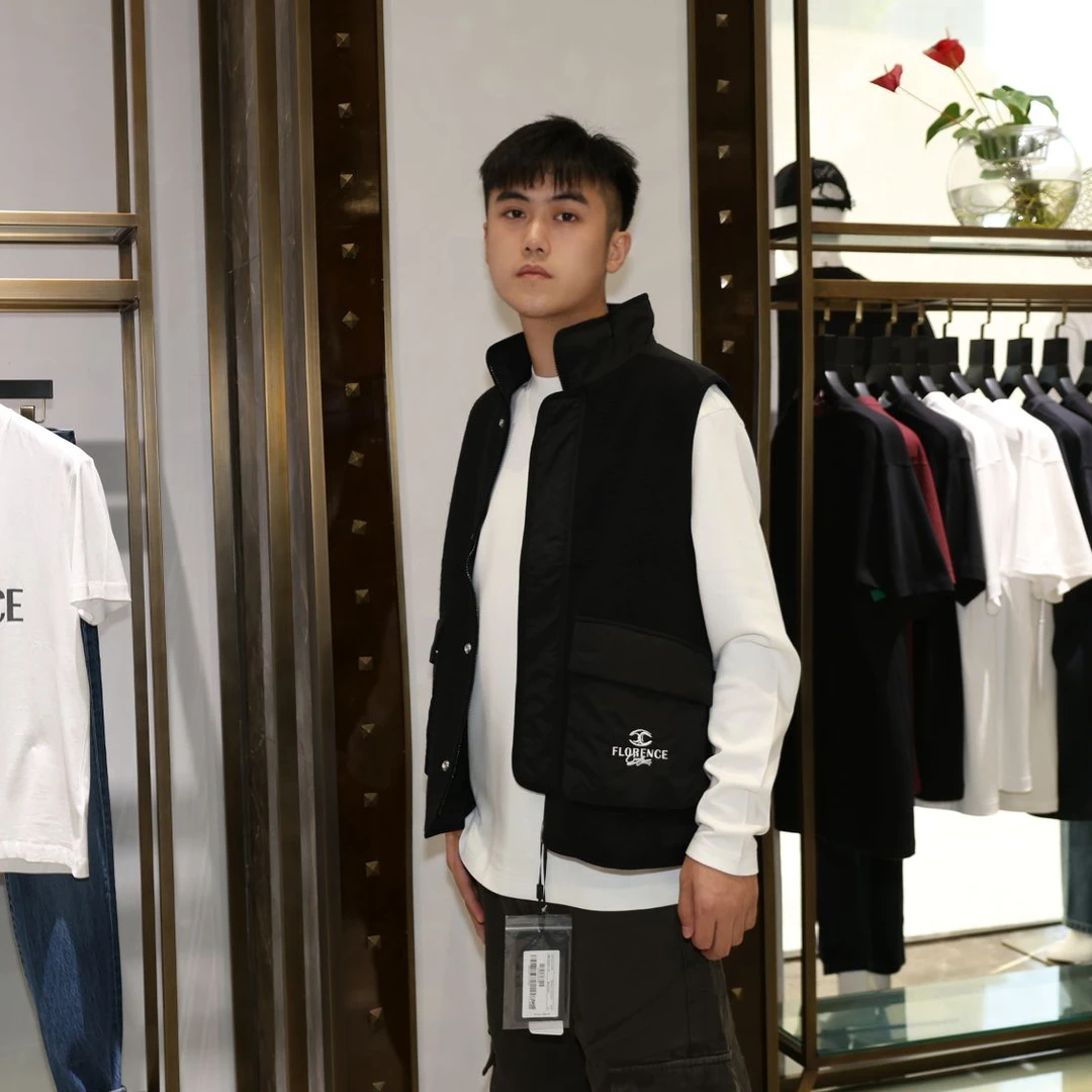 工装口袋刺绣LOGO Cavalli Class 秋冬加厚羔羊毛 工装马甲