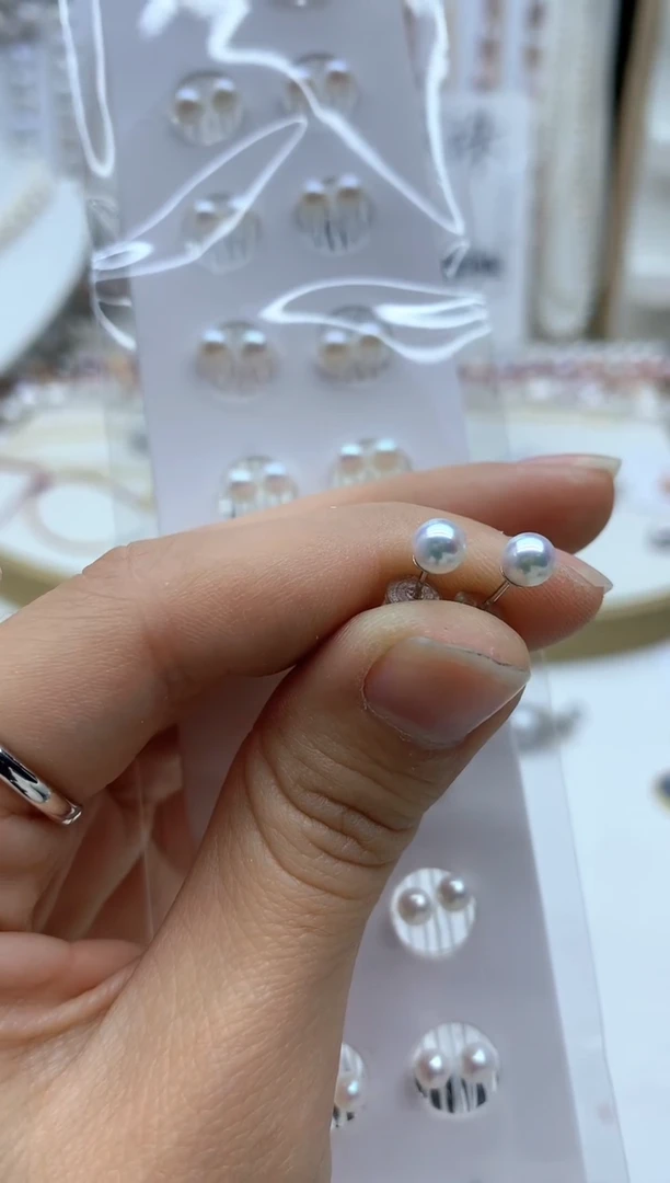【闪购商品】淡水珍珠耳饰银S925镶嵌多样性发其一4-5mm