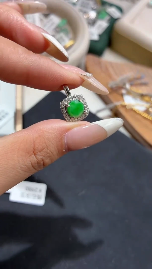 吊坠(不含链)银S925镶嵌翡翠【挽石珠宝】无事牌