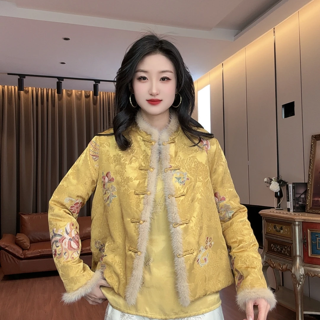 【金百客】福蝶自来 长袖时尚刺绣提花厚款冬季上衣19601