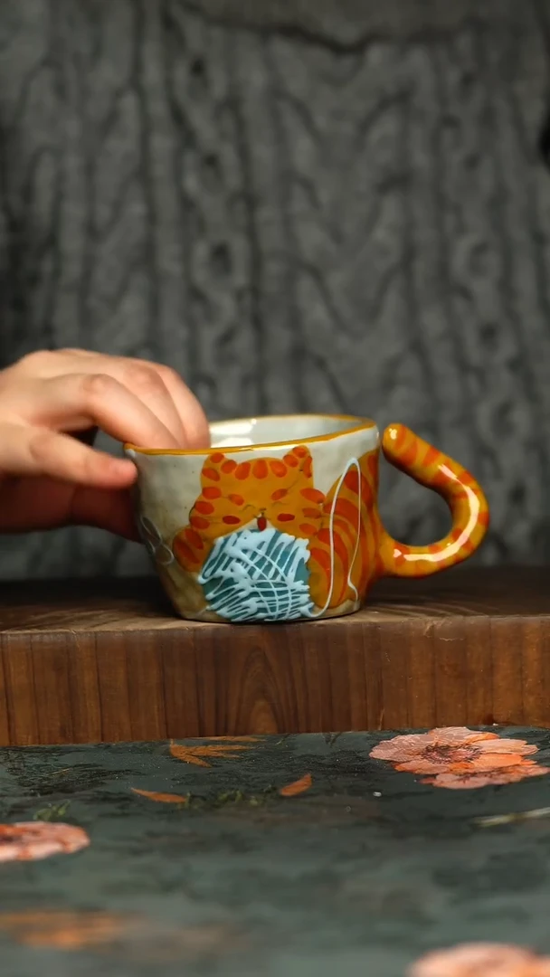 杯釉下彩手工手绘同款陶器