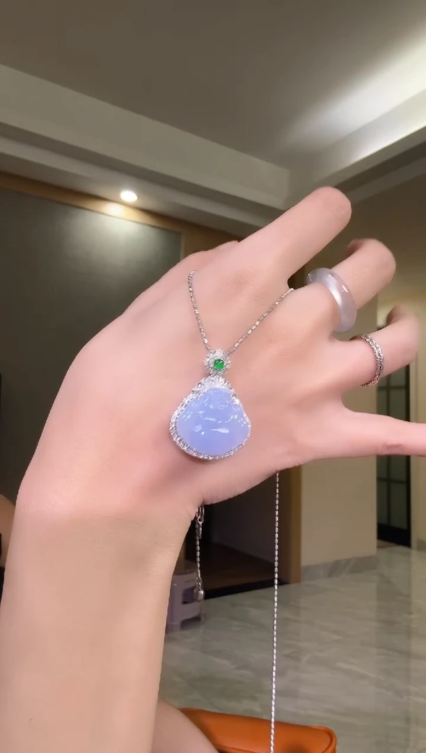 翡翠18K金镶嵌吊坠(不含链)天然翡翠吊坠