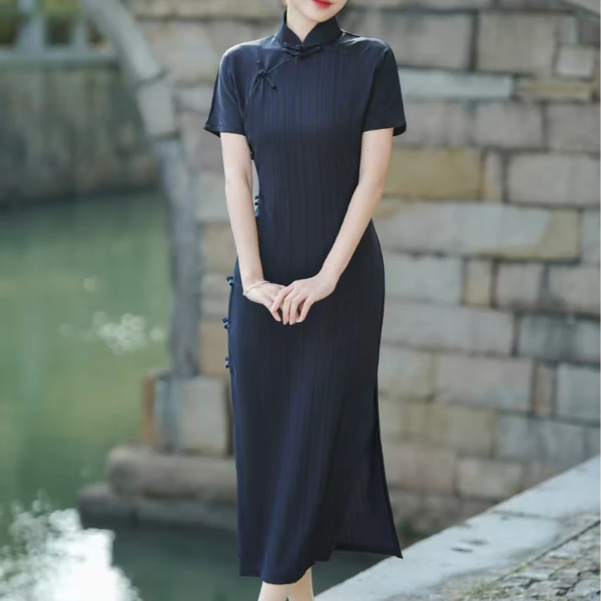 【25新款】兰秀 精致全开襟旗袍复古连衣裙
