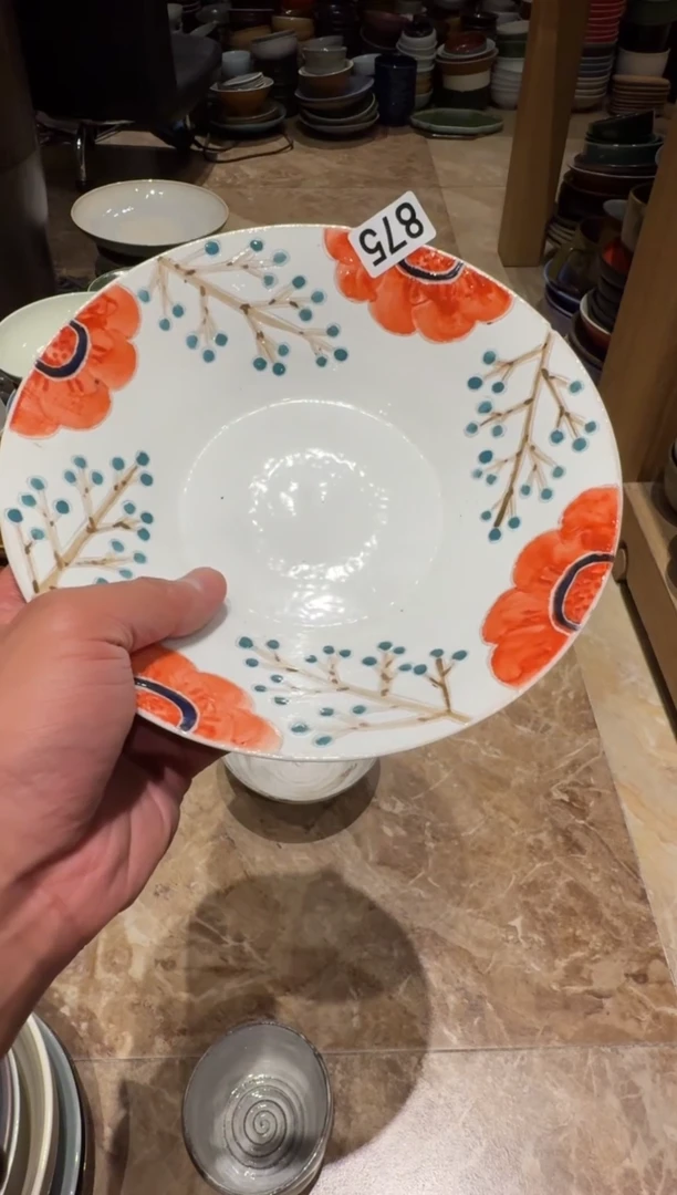 瓷875 微瑕手绘花朵1个