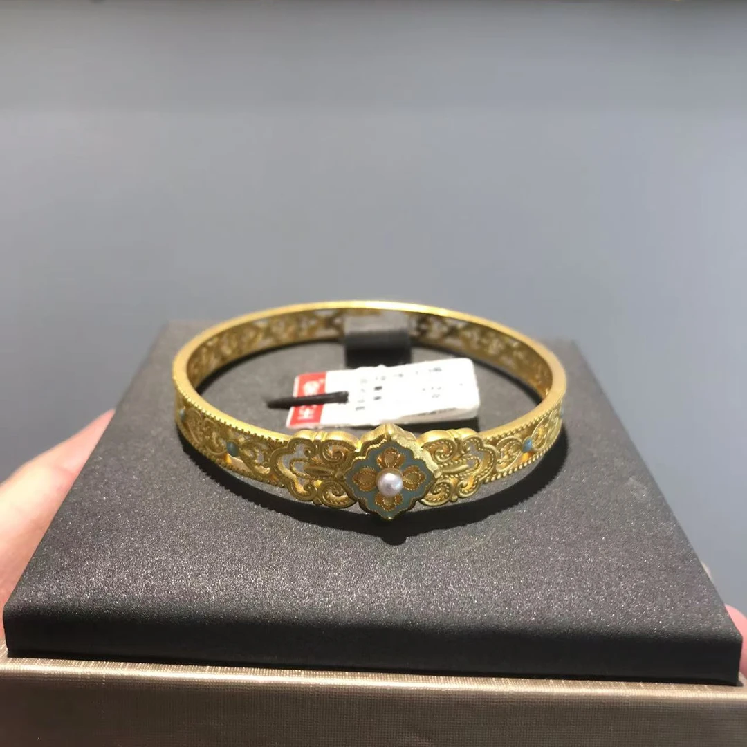 金大生足金9999黄金古法宫廷花丝手镯（56#）