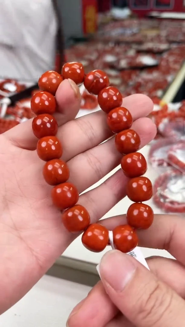 南红玛瑙瓦西老型手串14+未镶嵌一个/条
