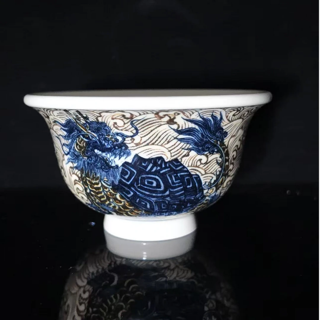 元经秘旨青花釉里金龙龟压手杯