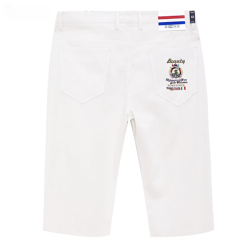 棉质短裤白色五分裤男刺绣修身舒适男士休闲中裤潮男款男士透气