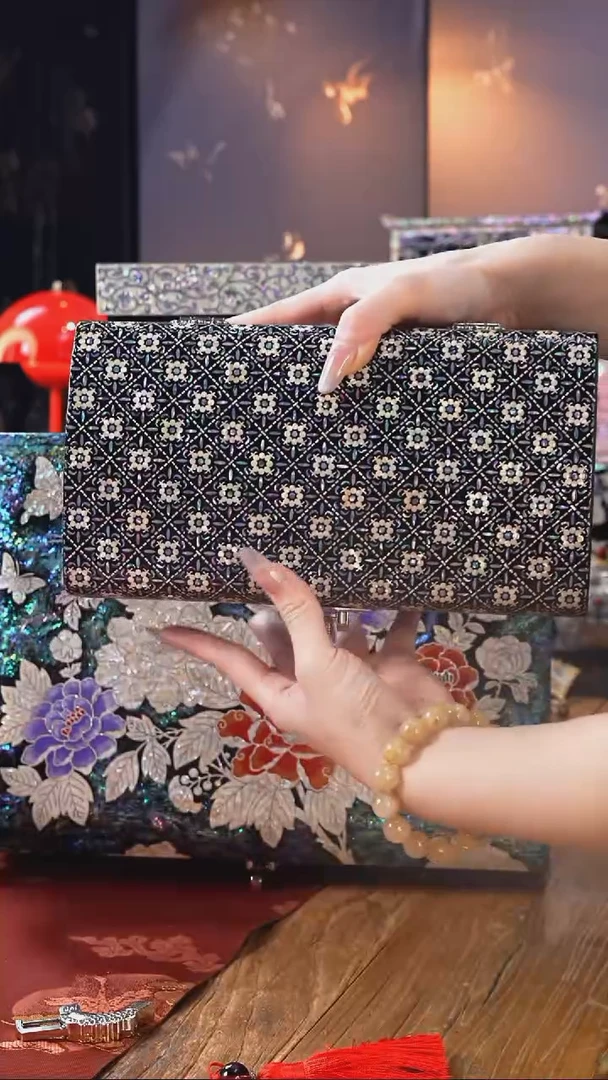 【闪购商品】瓷片螺钿工艺香椿木首饰盒