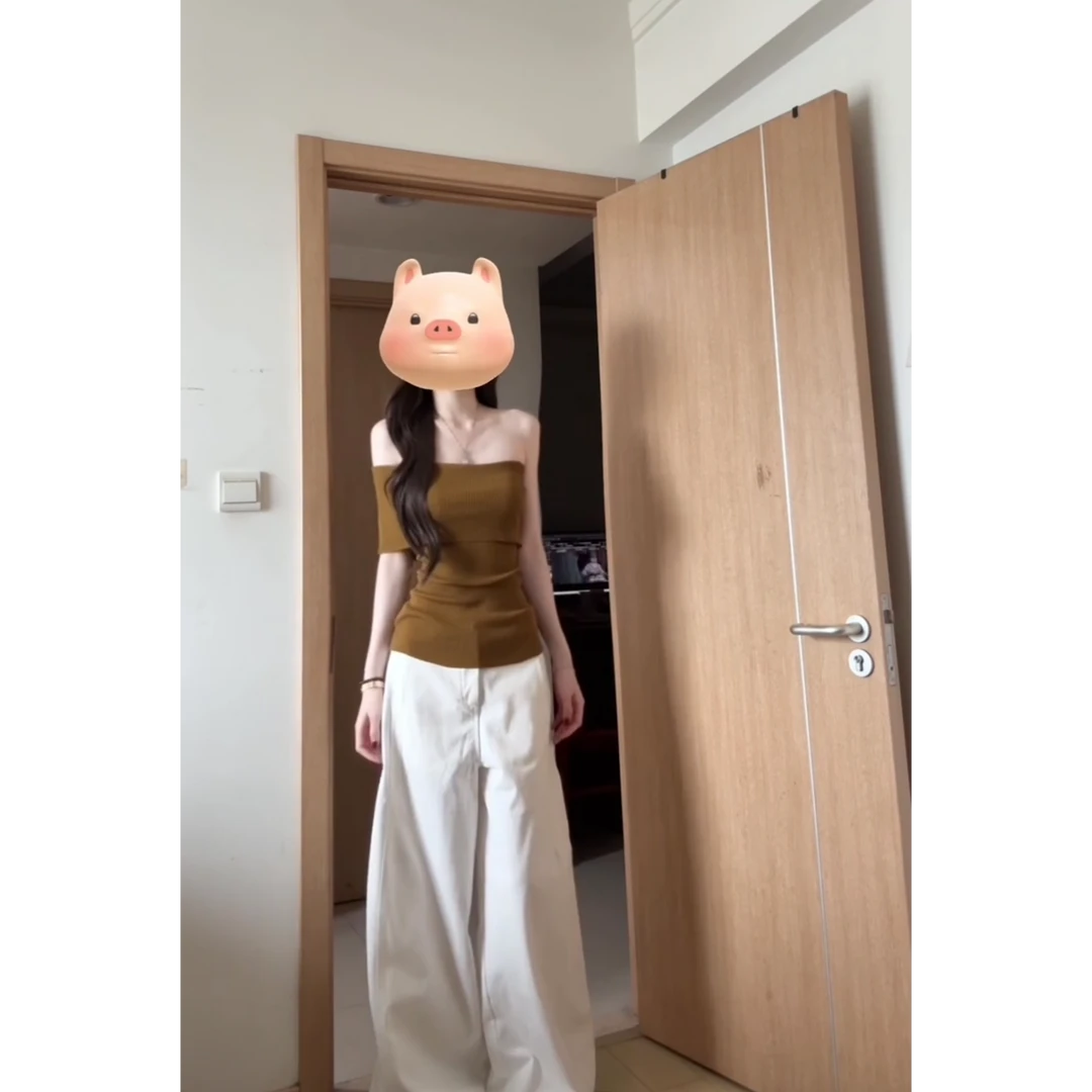 MARIE.COCO高级感性感纯欲一字肩短袖上衣搭配高腰休闲阔腿裤套装