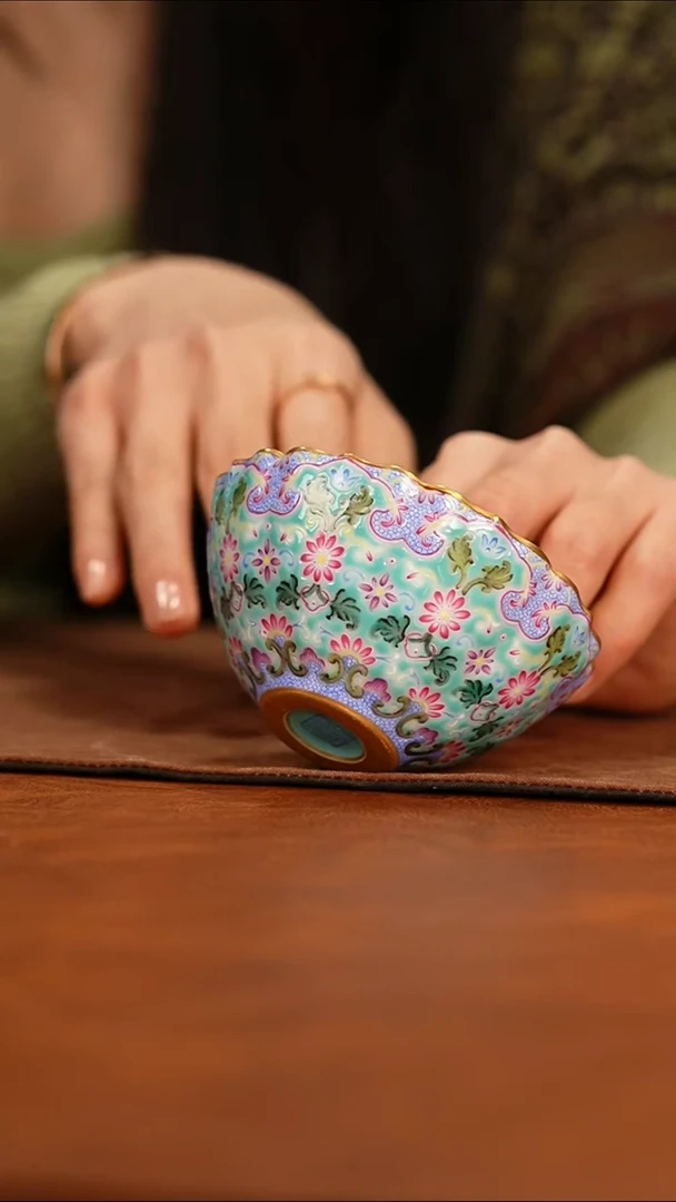 瓷瓷姑娘溢珍堂松石绿杯