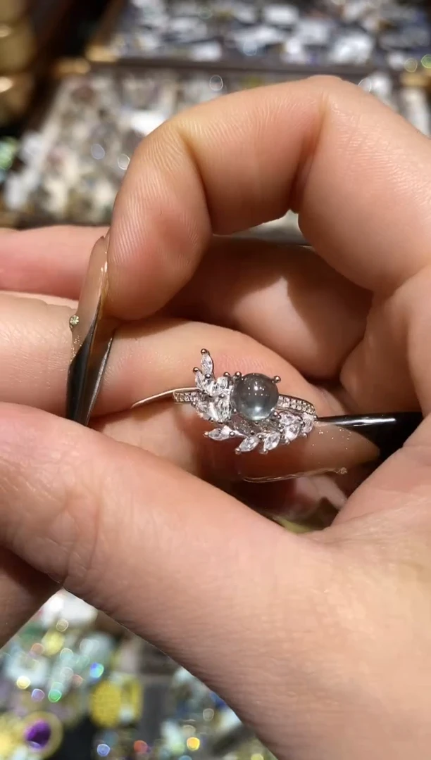 银S925镶嵌戒指碧玺楚楚珠宝中古甄选不退换