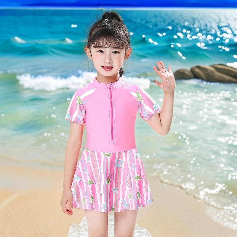 儿童泳衣女童美人鱼女学生柠檬孩公主式温泉泳装速干高颜值游泳