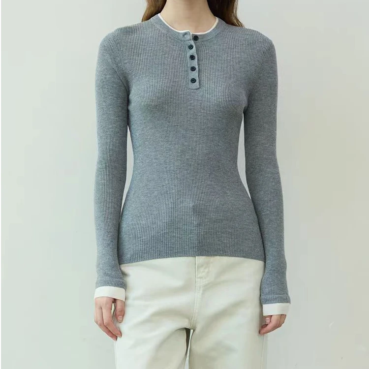 长袖针织衫秋冬时尚百搭羊绒修身半高领圆领秋冬套头7016