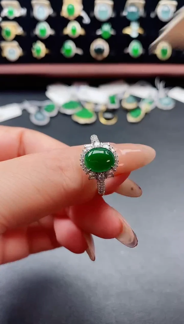 银S925镶嵌戒指翡翠1