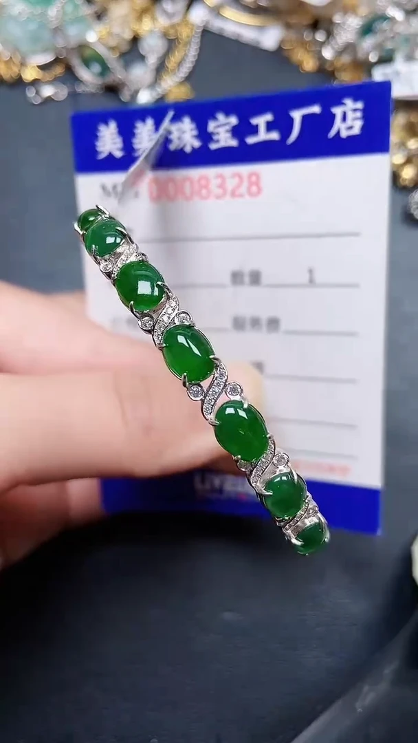 颈饰银S925镶嵌翡翠8328