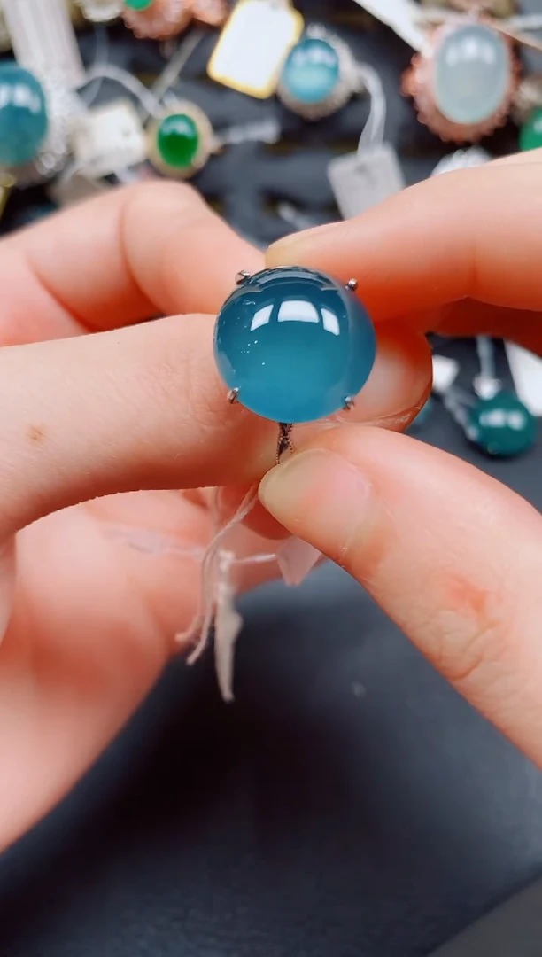 银S925镶嵌戒指翡翠翡翠