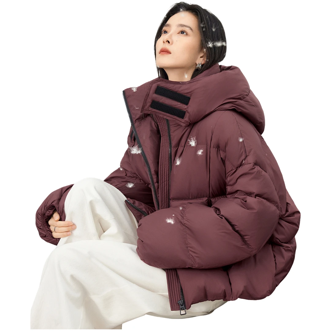 对白时尚保暖短款羽绒服女连帽外套DYZB-EDY047
