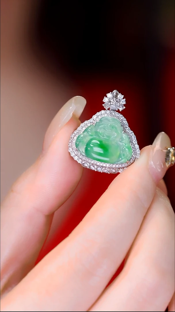 吊坠(不含链)18K金镶嵌翡翠43