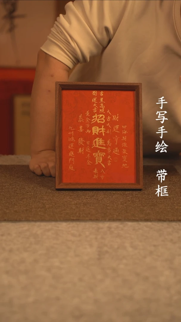 【闪购商品】书法10寸 手写手绘  编号 招财进宝