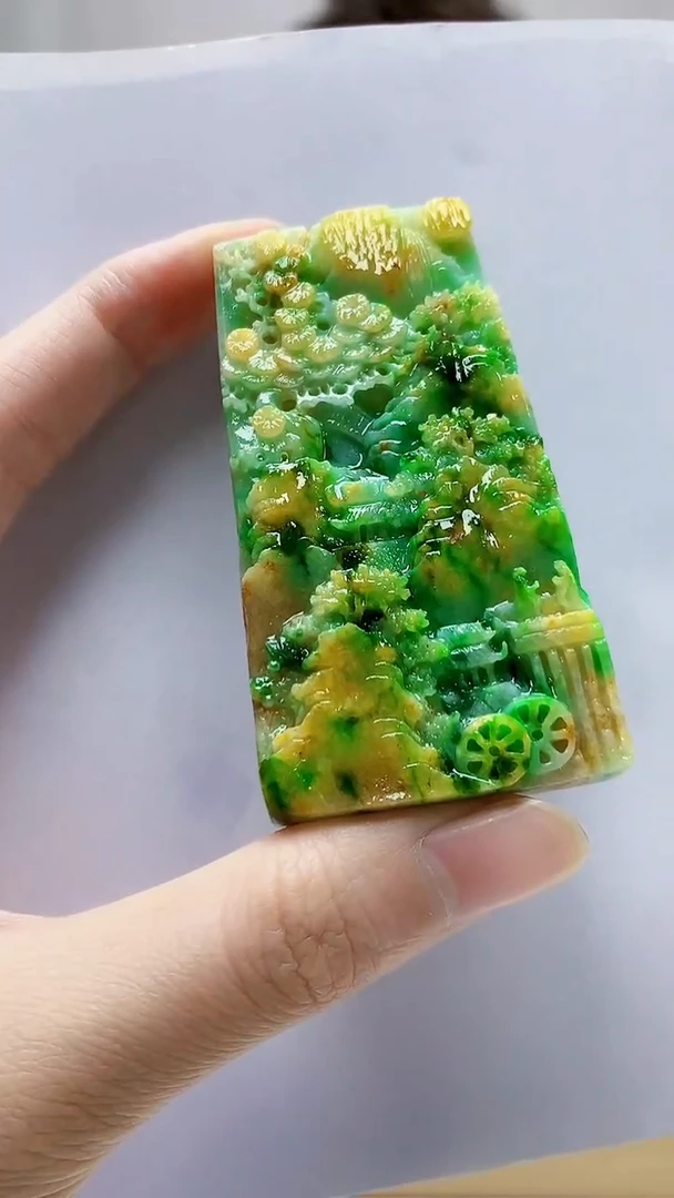 未镶嵌定制翡翠4688zm-毛货挂件山水101