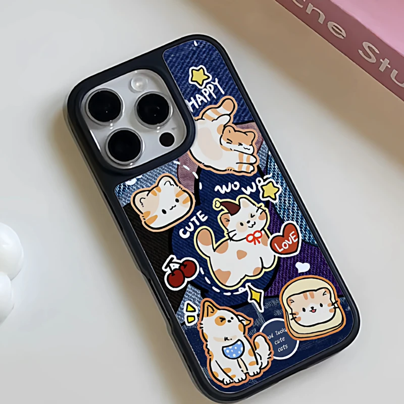 牛仔猫咪适用iPhone17ProMax手机壳16Pro磨砂肤感15防摔卡通潮牌