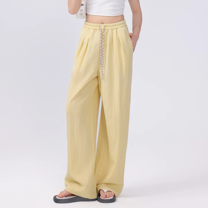 【亚麻】夏季轻薄透气休闲洋气直筒阔腿裤宽松时尚高腰垂感