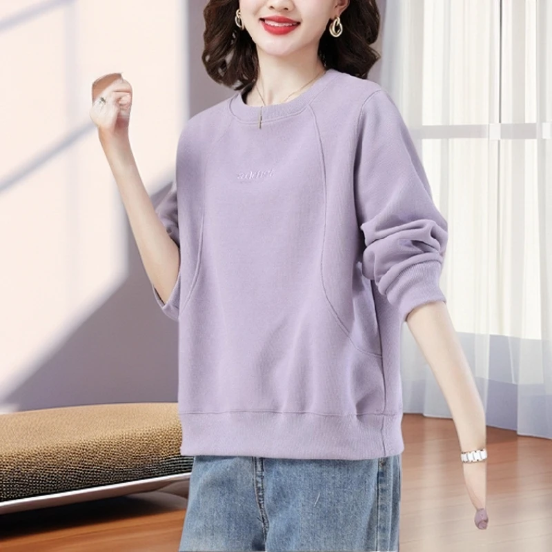 【雅岚女装】时尚洋气显瘦紫色卫衣女春秋款慵懒风百搭套上衣休闲