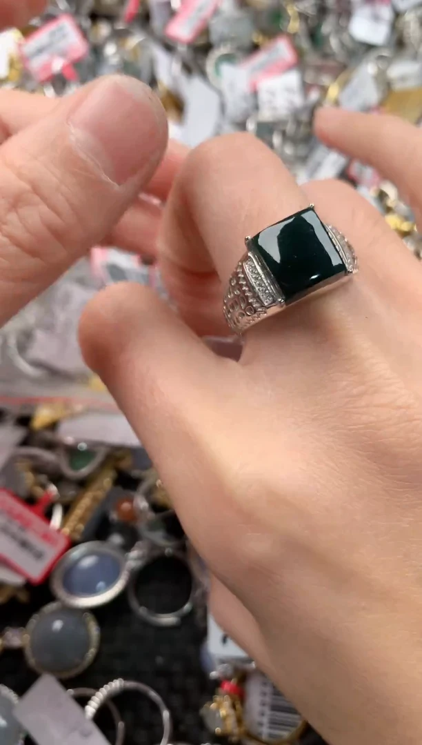 银S925镶嵌戒指翡翠555------1