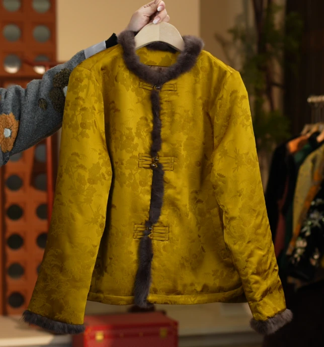 子沐《非遗美学》2441国风缎面克丝提花织金外套