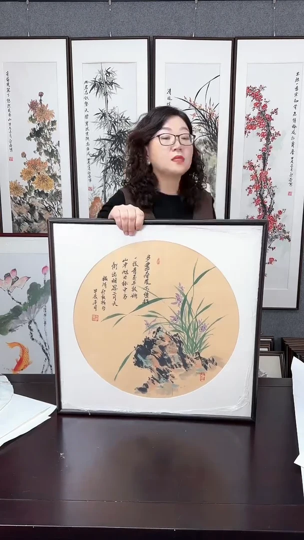 【闪购商品】国画兰花 实木装裱