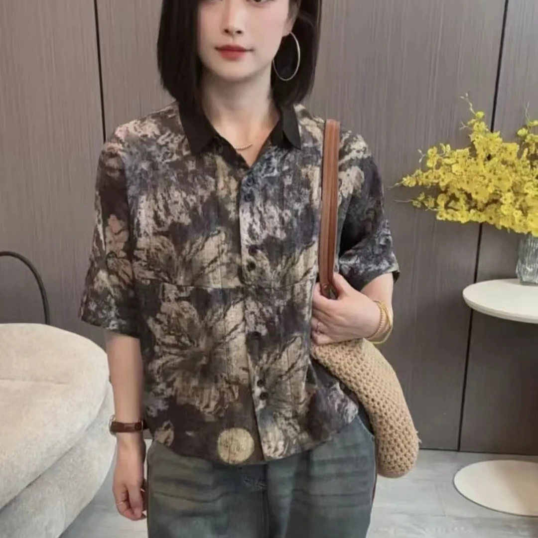 《专柜品质》夏季气质洋气时尚休闲显瘦韩版碎花大码妈妈蝙蝠衫W