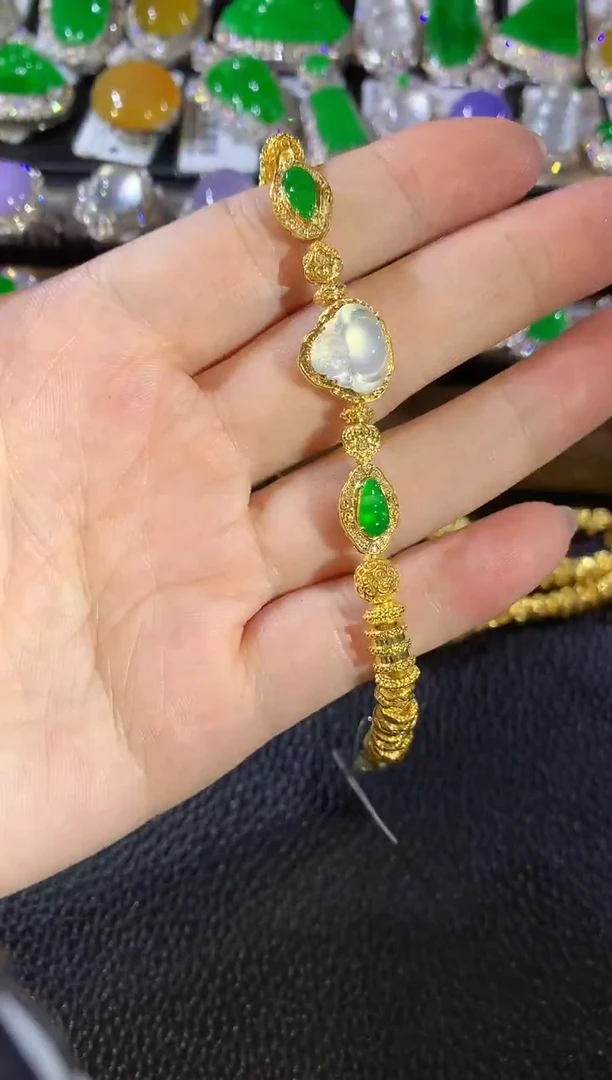 18K金镶嵌手链翡翠A38 多样性发货一件