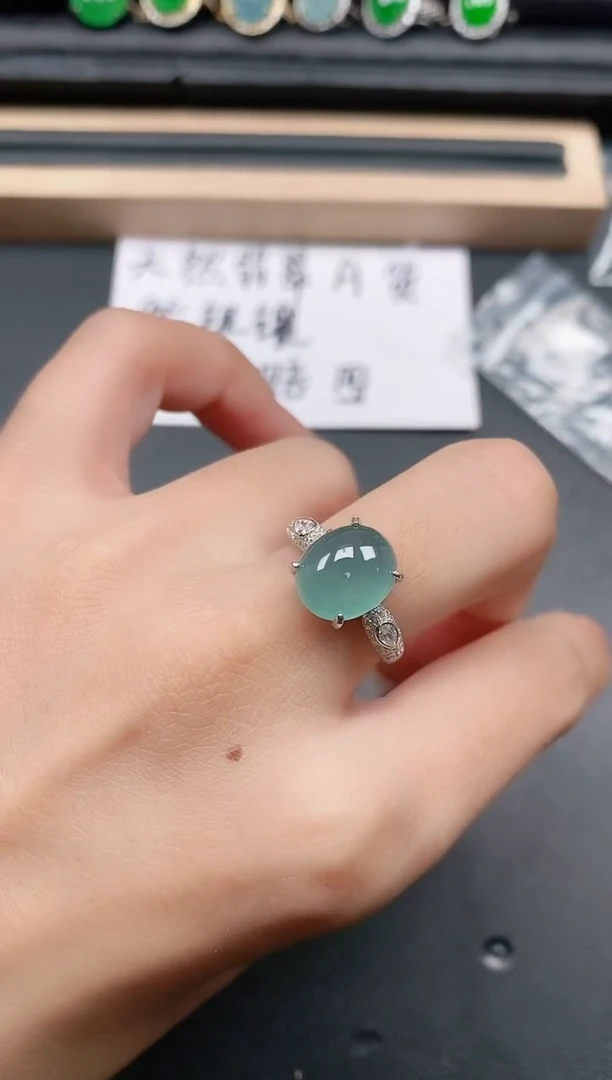 翡翠戒指银S925镶嵌1111